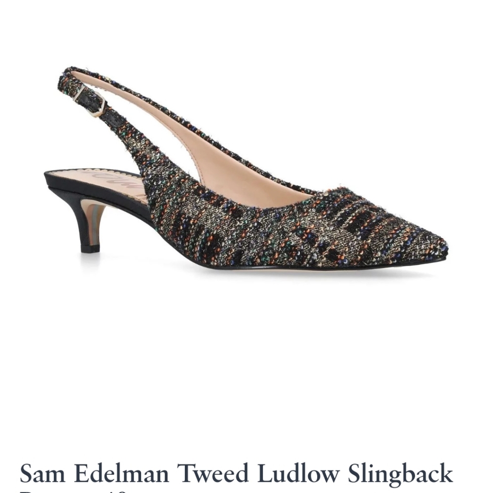 Sam Edelman Ludlow Tweed Muli Colored Slingback Kitten Heel Pump Size 9